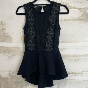 Bebe lace detail peplum top size xs